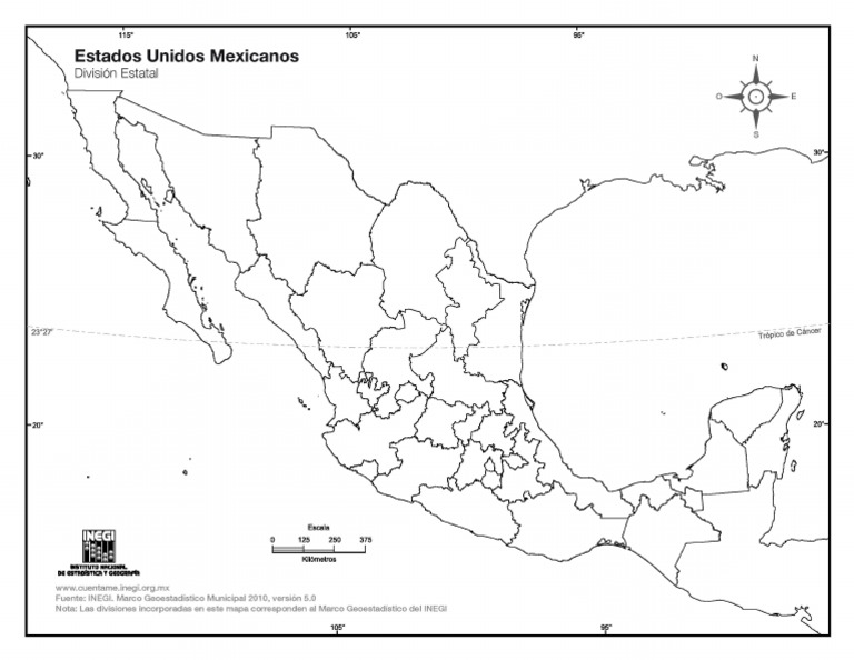 Mapa de México Con División Política Sin Nombres | PDF