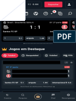 Depósito R$ 0.84 Brasileirão Série A Santos x Inter empate 1x1