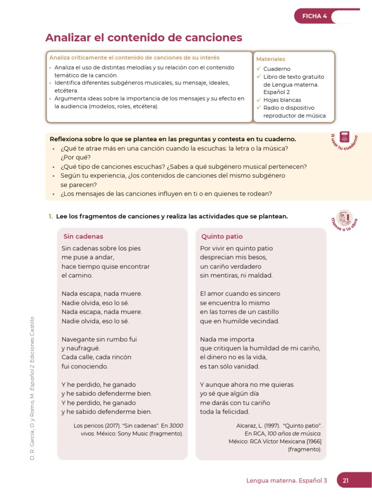 Ficha 4 | PDF | Canciones | Letra