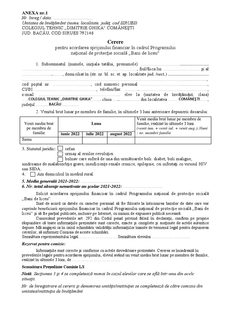 Model Cerere | PDF