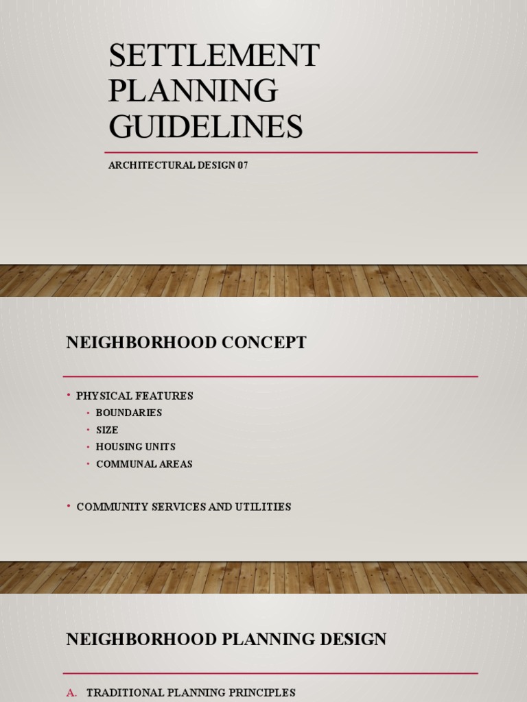 Settlement Planning Guidelines PDF