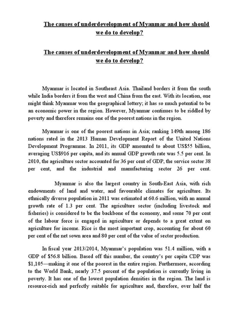 Causes of Myanmar's Underdevelopment | PDF | Myanmar | Poverty
