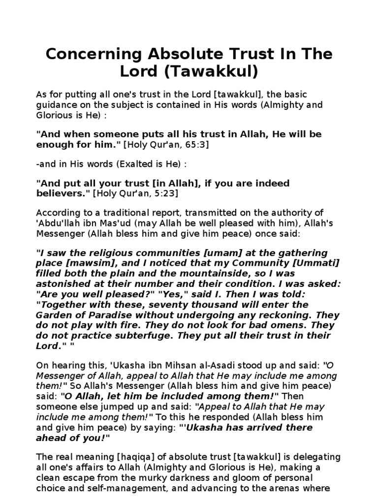Understanding Tawakkul in Islam | PDF | Jinn | Muhammad