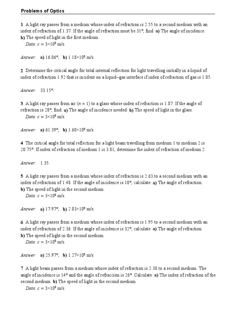 Refraction Calculation | PDF | Refraction | Refractive Index