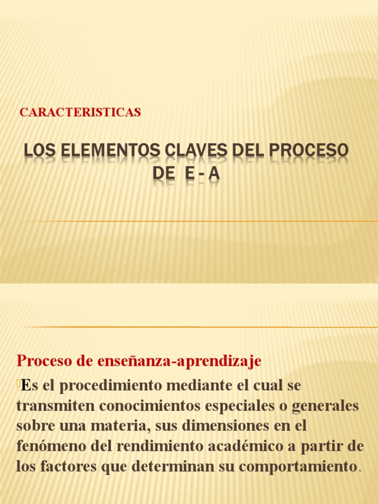 Elementos Claves del Proceso E-A | PDF | Aprendizaje | Método de enseñanza