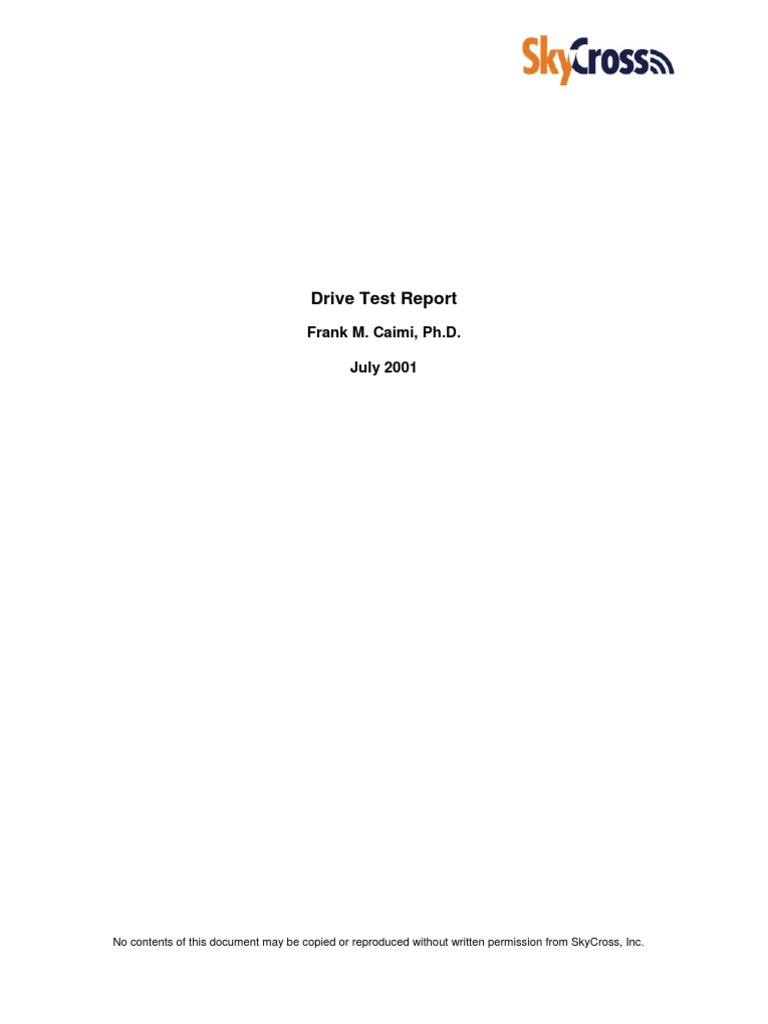 Drive Test Report: Frank M. Caimi, Ph.D. July 2001 | PDF | Science ...