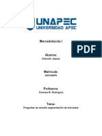 Mercadotecnia I, PREGUNTAS DE ESTUDIO SEGMENTACION DE MERCADOS