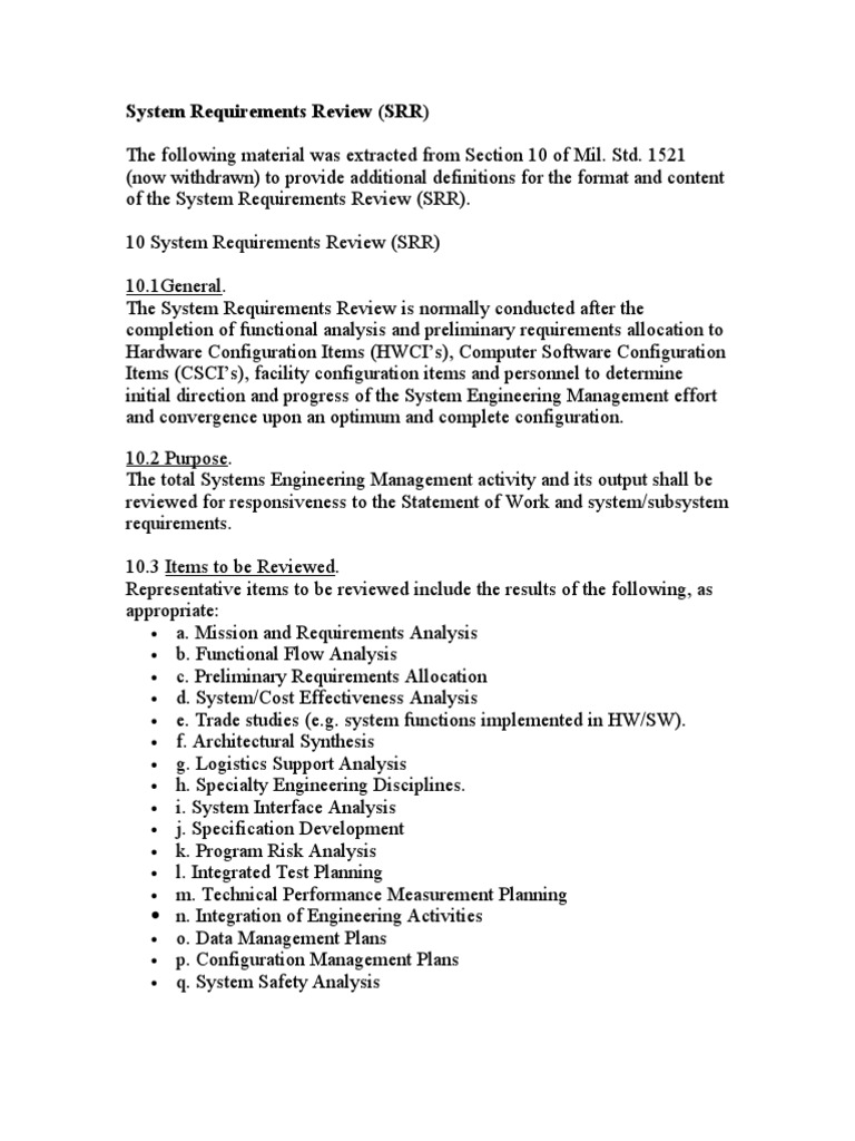 System Requirements Review Overview | PDF | System | Systems Engineering