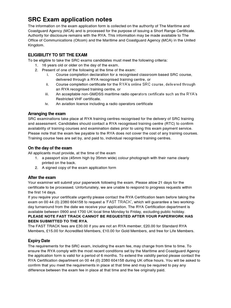 SRC Exam Application Guidelines | PDF | Test (Assessment)