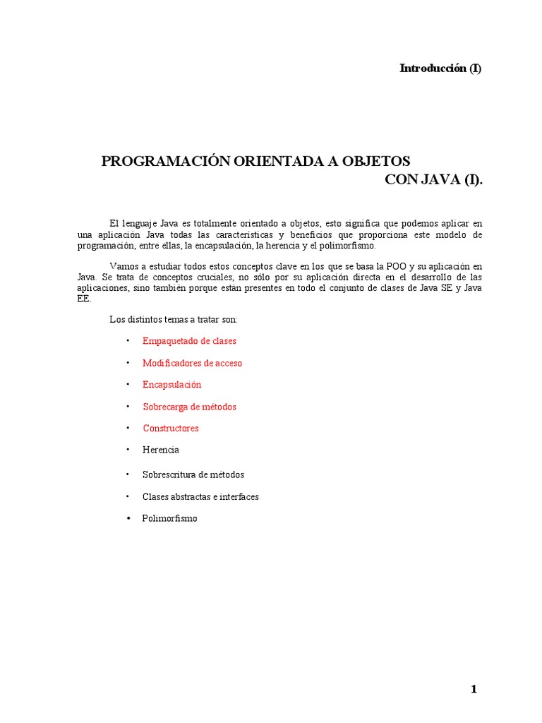 POO en Java: Conceptos Clave y Ejemplos | PDF | Programación ...