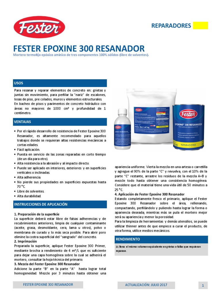 Fester Epoxine 300: Resanador Eficaz | PDF | Hormigón | Materiales