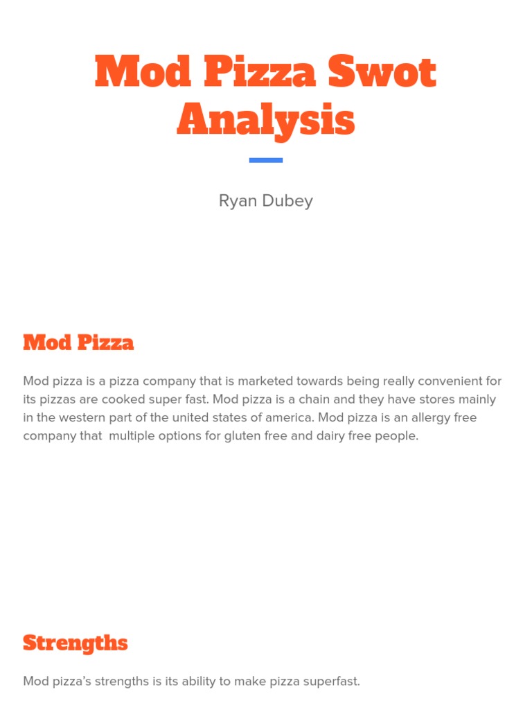 Mod Pizza Swot Analysis | PDF