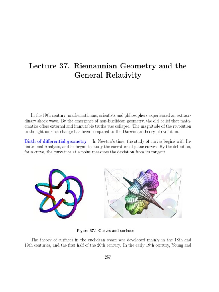 Riemann Geometry and General Relativity PDF Curvature Geometry