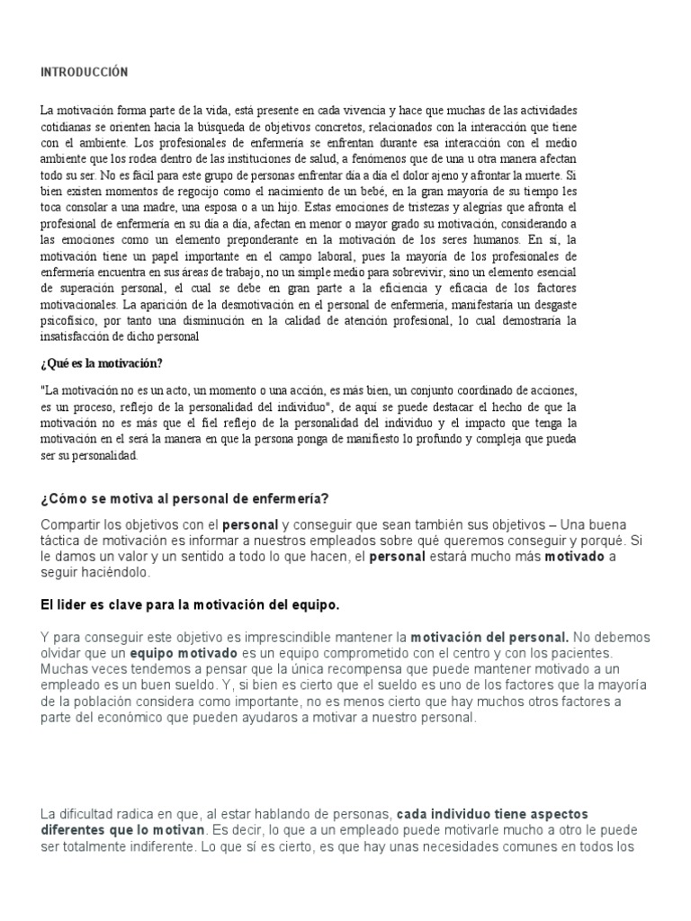 Motivacion en Enfermeria | PDF | Motivación | Motivacional