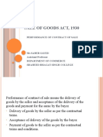 SALE of GOODS ACT, 1930 Performance of Contract of Sale