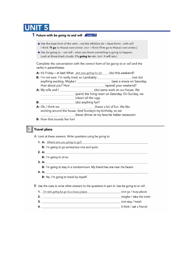 Will VS Going To Exercises | PDF