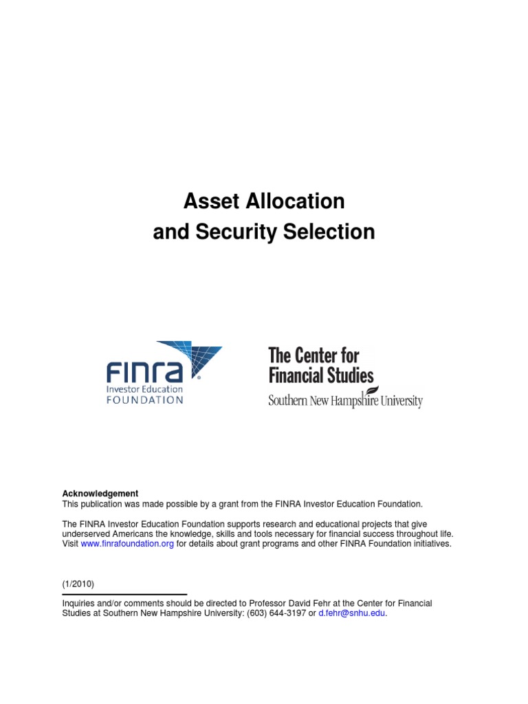 Asset Allocation and Security Selection Guide | PDF | Asset Allocation ...