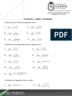 Taller Sección 2.3 Límites Y Continuidad: y X y X Lim y X y X Lim