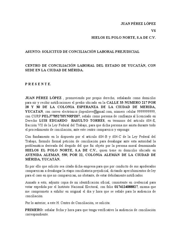Solicitud de Conciliación Prejudicial | PDF | Justicia | Crimen y violencia