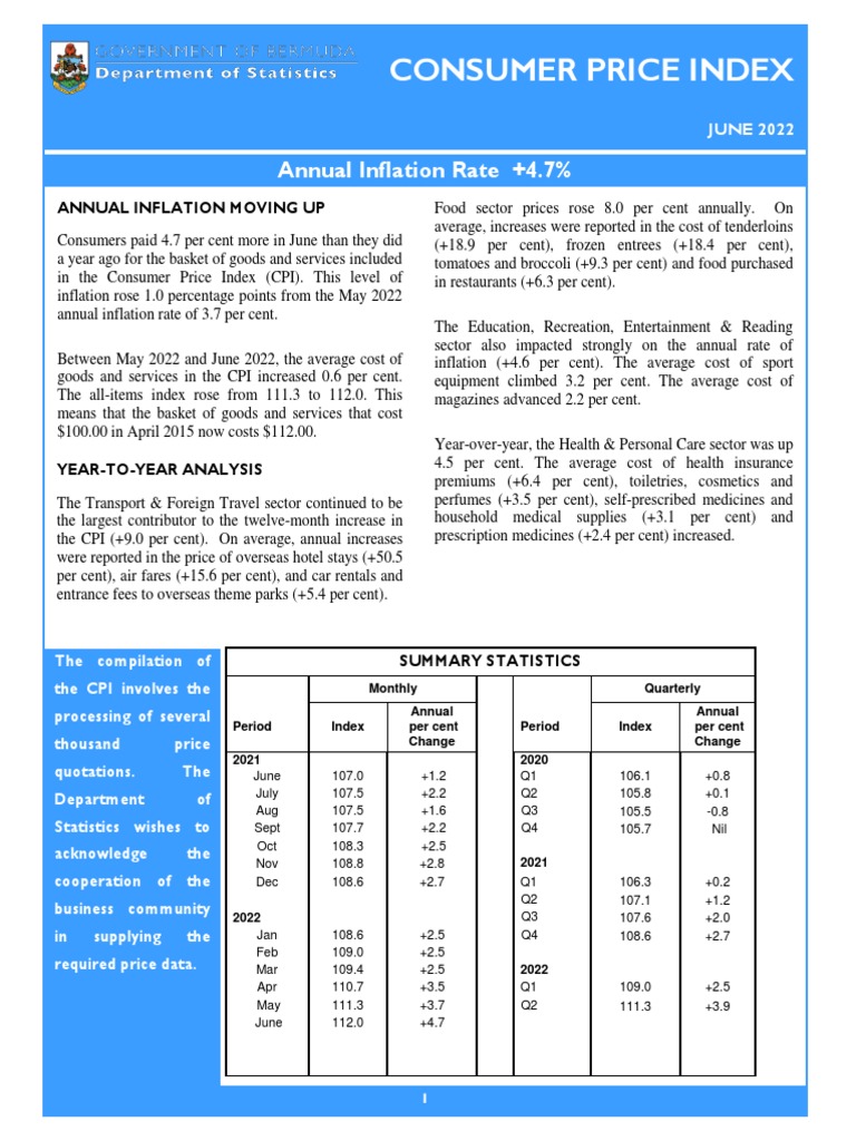 Consumer Price Index June 22 Revised v2.0 PDF Cost Of Living