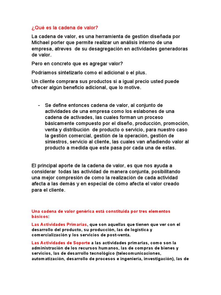 La Cadena de Valor | PDF