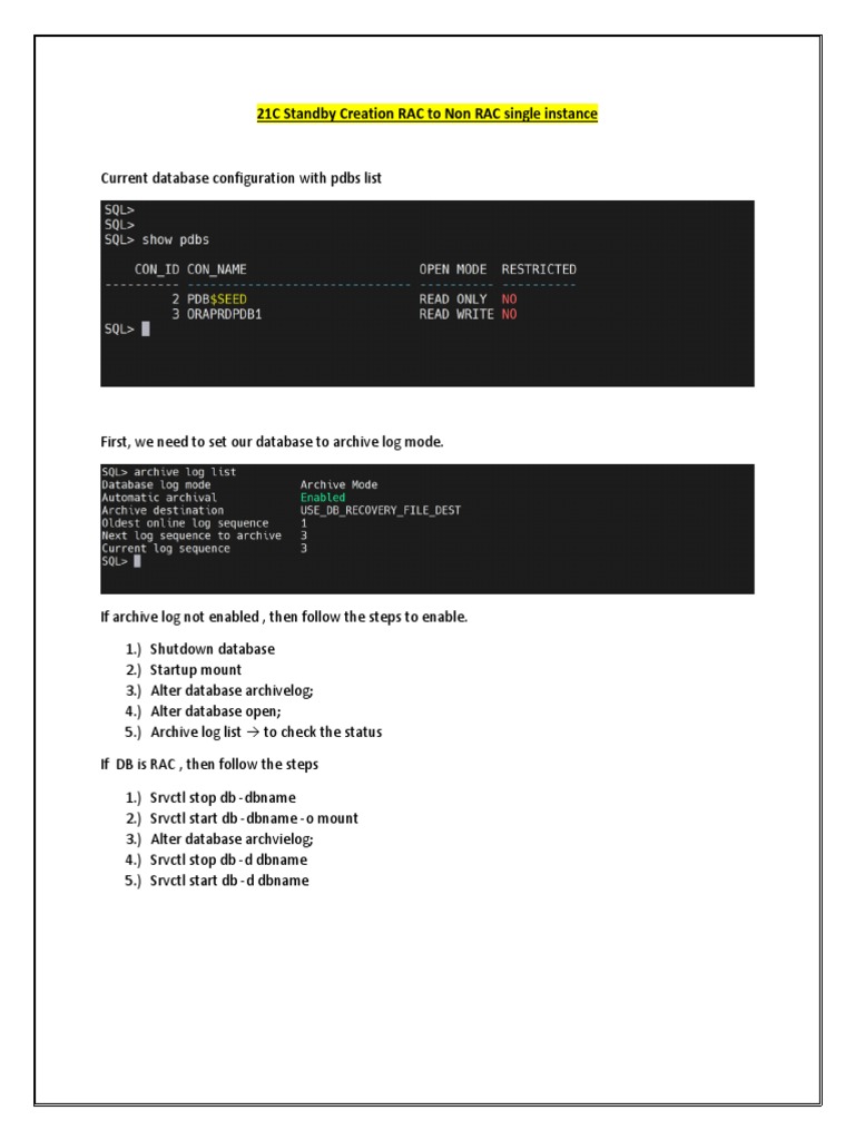 Oracle Convert Rac To Non Rac