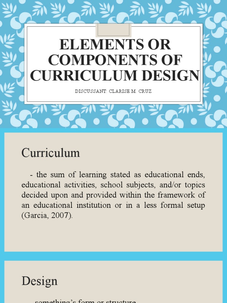 Elements of curriculum design pdf curriculum learning
