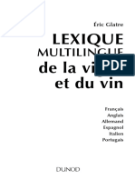 LEXIQUE MULTILINGUE de La Vigne Et Du Vin Éric Glatre