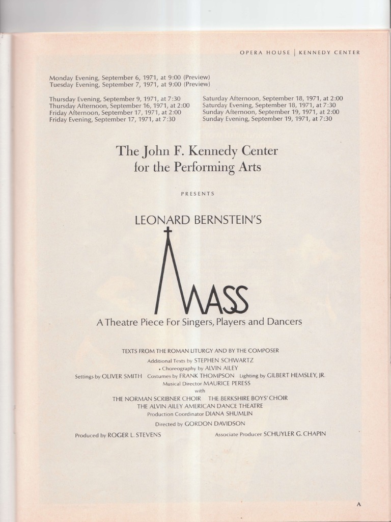 Kennedy Center 1971 Program 2 Pages | PDF | Theatre | Performing Arts