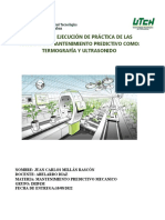 Informe de Ejecución de Práctica de Las Técnicas de Mantenimiento Predictivo Como Termografía y Ultrasonido