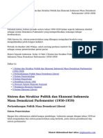 Sistem Dan Struktur Politik Dan Ekonomi Indonesia Masa Demokrasi Parlementer (1950-1959)