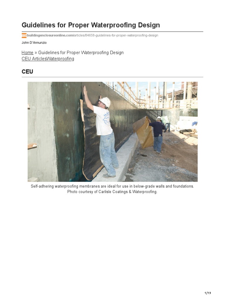 Guidelines For Proper Waterproofing Design PDF Building Insulation