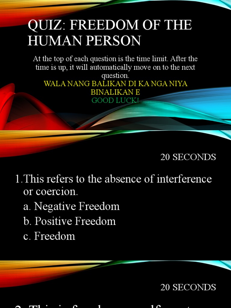 Freedom of the Human Person Quiz | PDF | Natural Law | Free Will