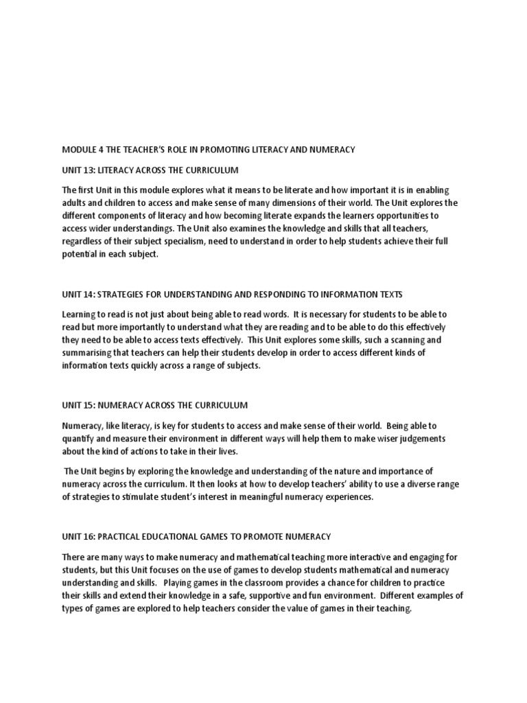 Strategies for Literacy and Numeracy | PDF | Teaching Method | Literacy