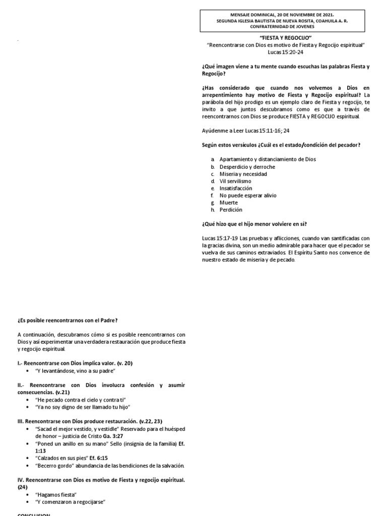 Fista y Regocijo | PDF | Dios | Pecado