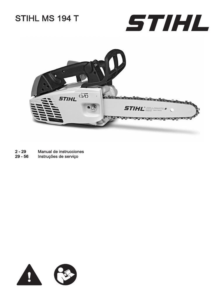 Manual MS 194 T Stihl | PDF | Acelerador | Carburador