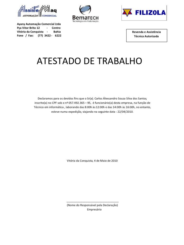 Atestado de trabalho
