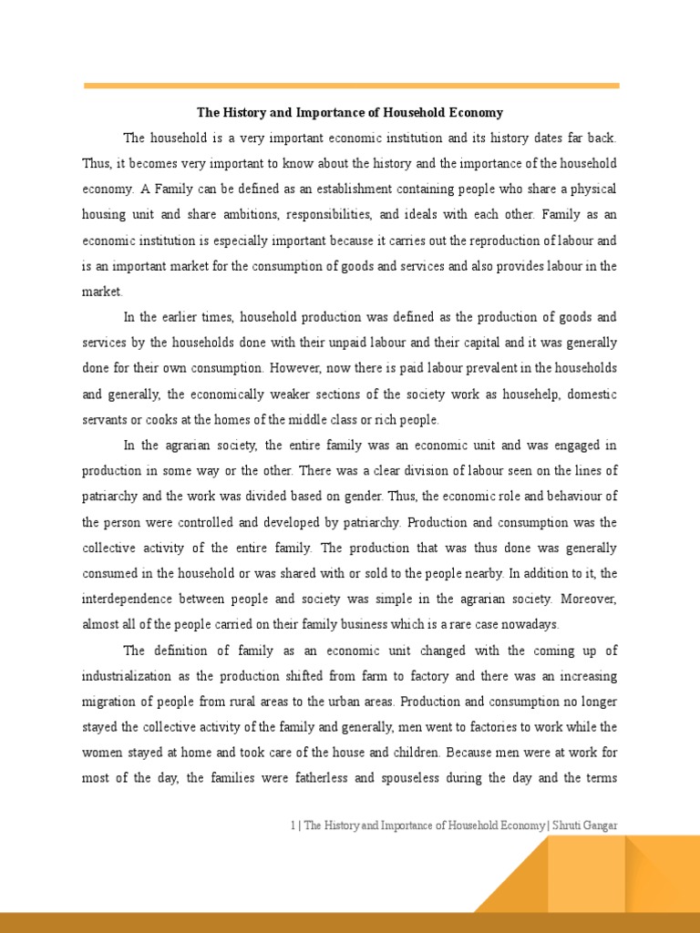 The History and Importance of Household Economy PDF Labour