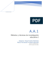 Métodos y Técnicas de Investigación Educativa I: Asesora: Rosa Puente Martínez María Fernanda Pruneda Martínez