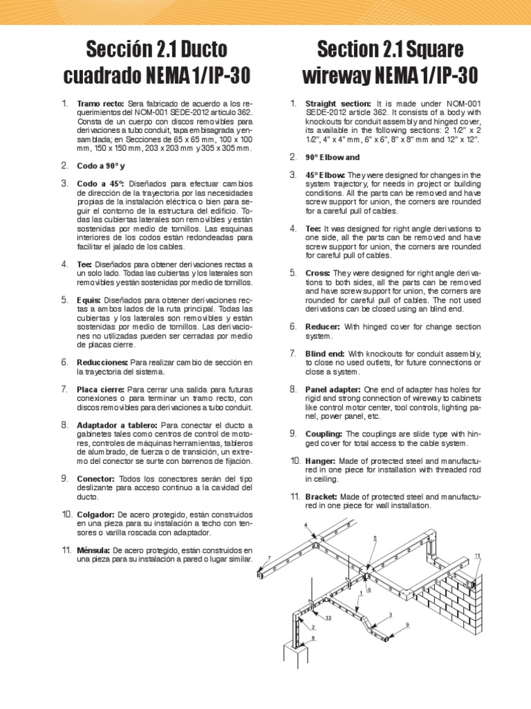 Componentes De Ductos Eléctricos Nema 1 Ip 30 Pdf Ingeniero Civil