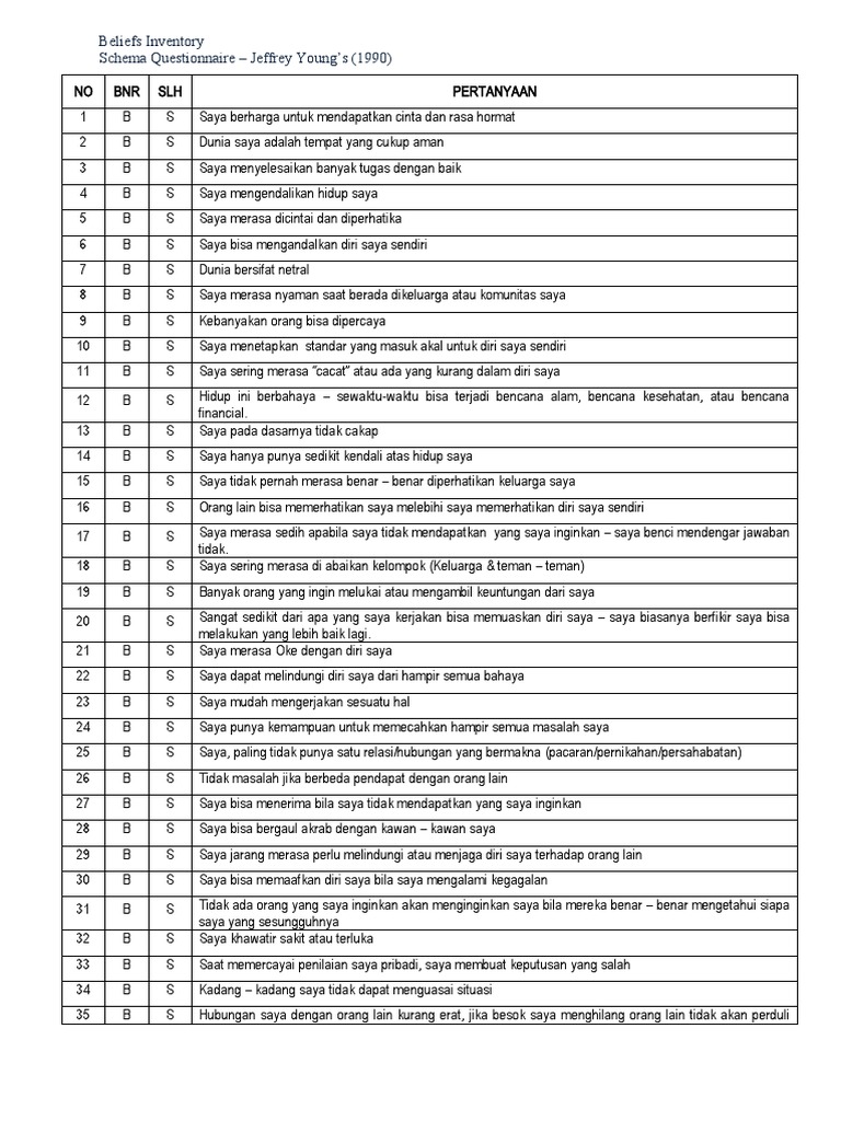 Beliefs Inventory | PDF