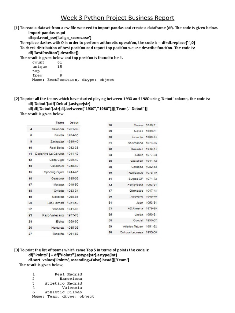 Week 3 Python Project Business Report | PDF | Software Development ...