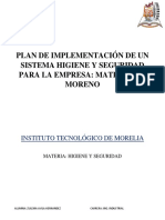 Plan de Implementación de Un Sistema Higiene y Seguridad para La Empresa