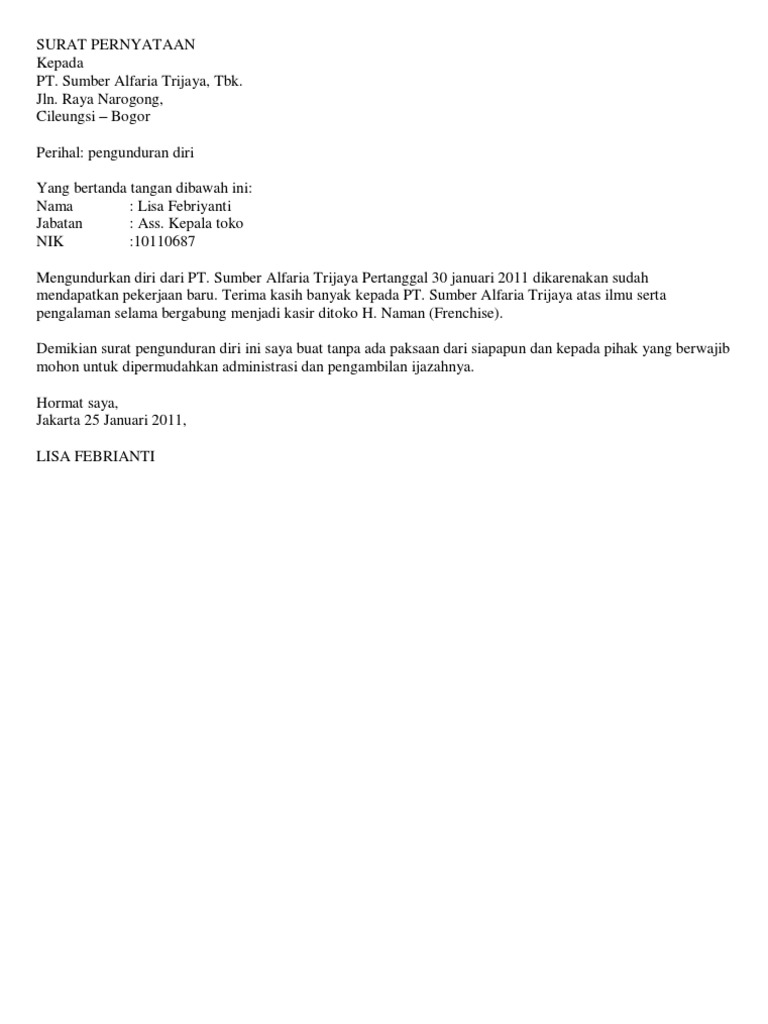 Kop Surat Pt Sumber Alfaria Trijaya Tbk - Contoh Kop Surat