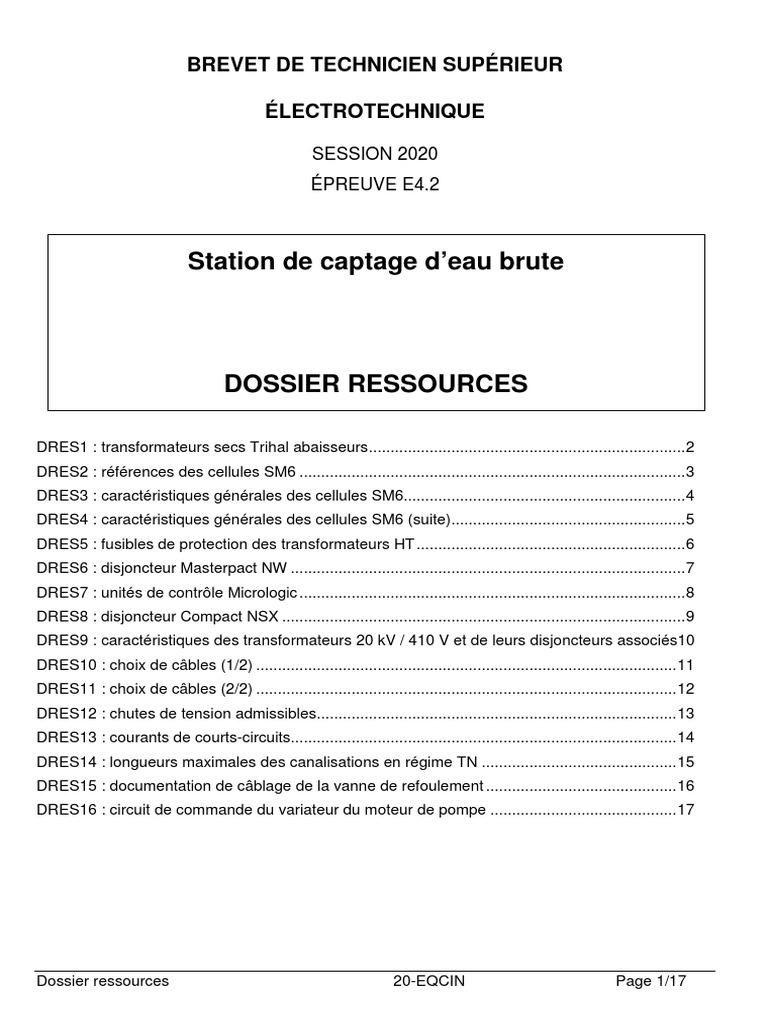 Epreuve E42 Bts Elec 2020 Metropole Doc Ress | PDF | Ingénierie ...