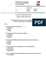 SOAL KELAS 1 SEMESTER Genap 2020-2021