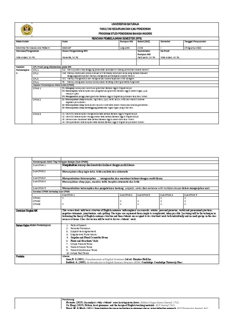 RPS Grammar Pattern New | PDF