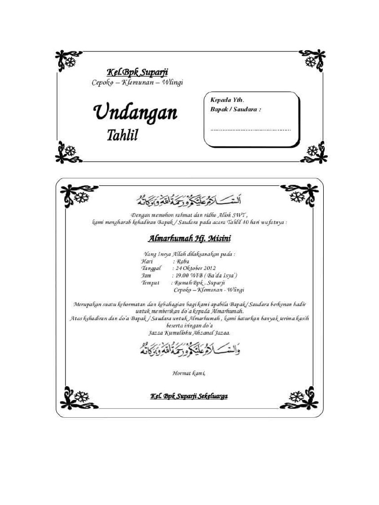 Undangan Tahlil | PDF