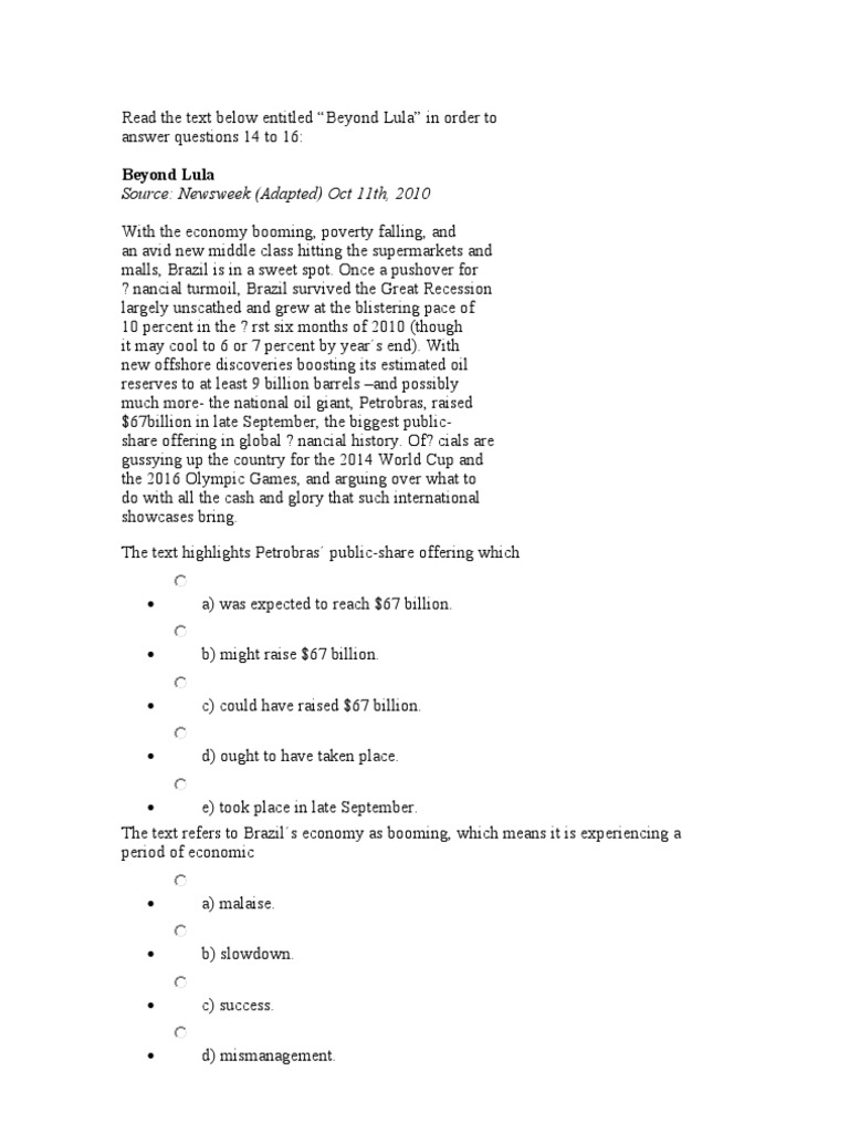 Read The Text Below Entitled | PDF | Latin America | Economy (General)