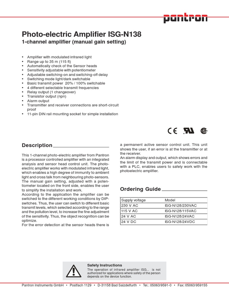 Photoelectric Amplifier ISG-N138 Overview | PDF | Bipolar Junction ...